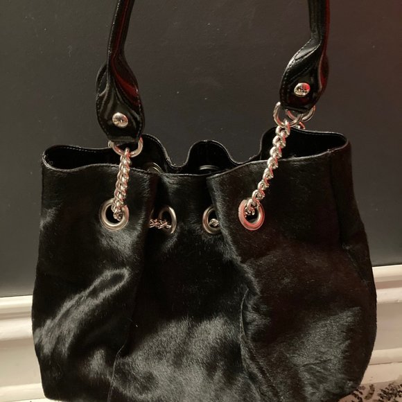 ROBERTA GANDOLFI Black Horsehair Leather Handbag - Picture 2 of 6